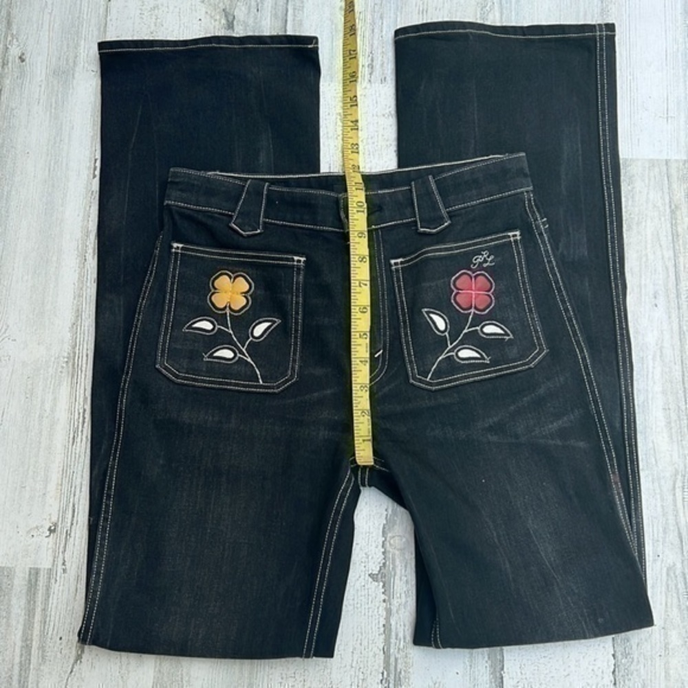 RARE Polo Ralph Lauren Jenn embroidered flared jeans RL Luxury Style - Picture 11 of 16